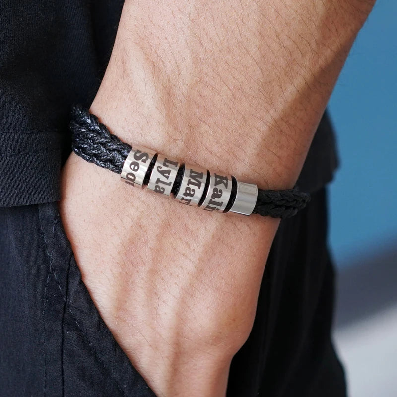 Customized Names Beads Men Braided