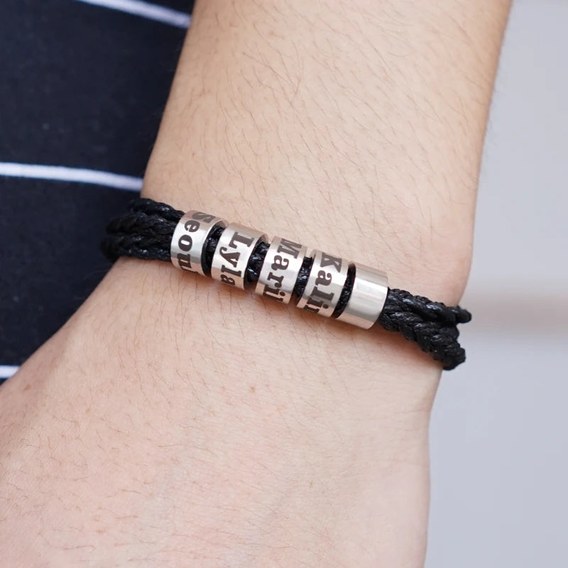 Customized Names Beads Men Braided