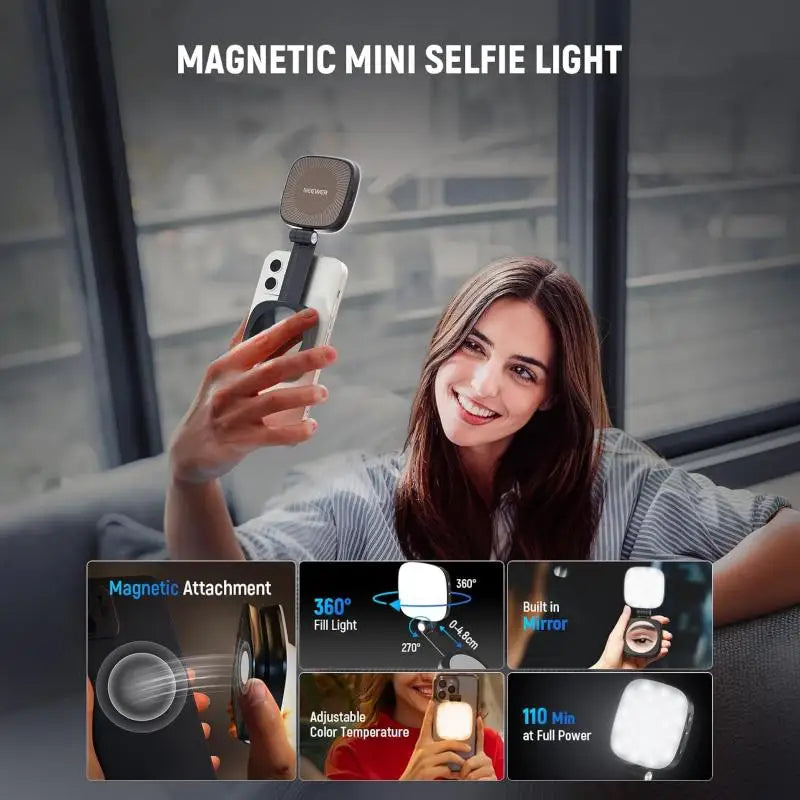 Sanabel Magnetic Mobile Phone Selfie Light Compatible with MagSafe iPhone for Zoom Makeup Photography Recording Video Conference