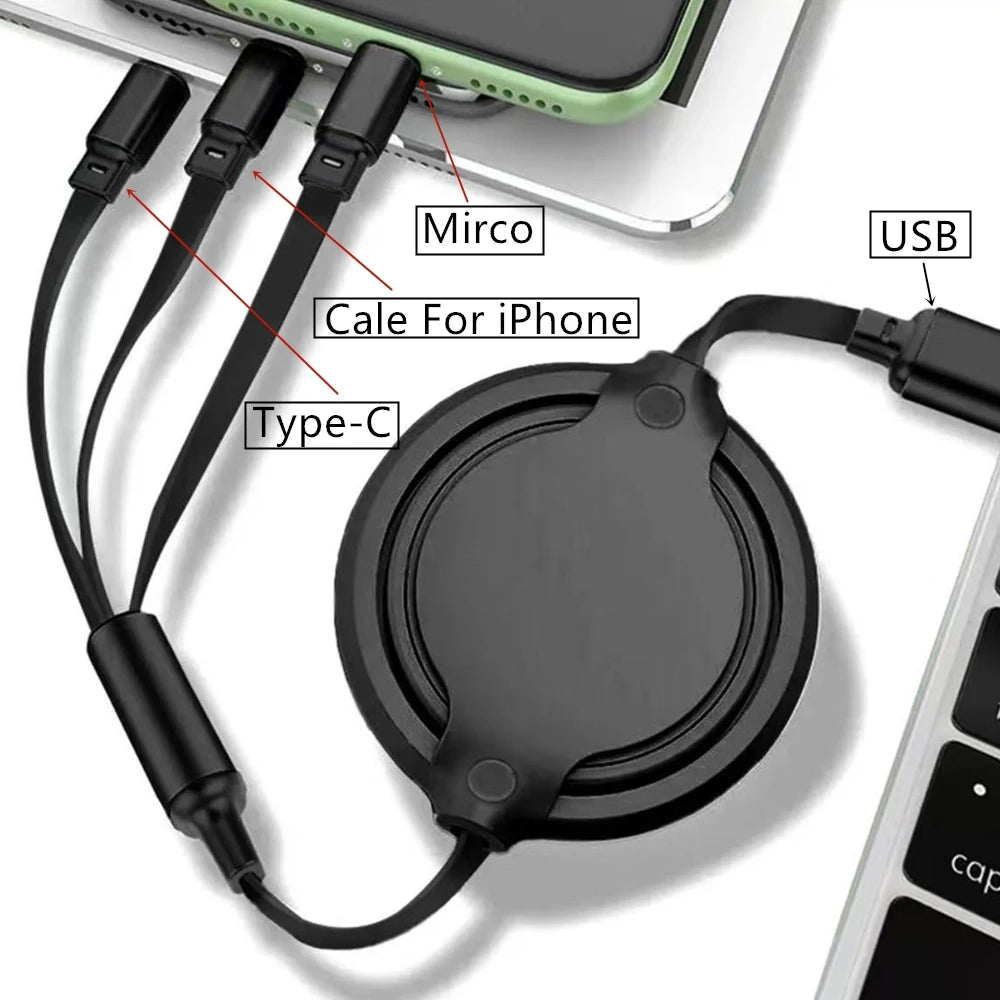 3 in 1 Fast USB Type C Charger Cable For iPhone Samsung